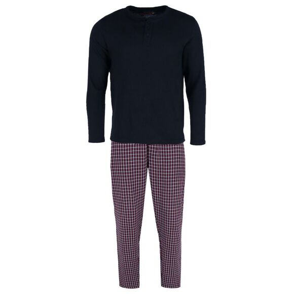 Ten West Apparel Men's Long Sleeve Henley With Flannel Pant Lounge Set - Picture 1 of 4
